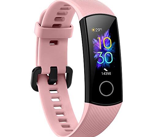 Honor Band 5 Activity Tracker 0,95" Schermo AMOLED a Colori 50M Waterproof Heart Rate Monitor Wristbands Bracelet per Diverse modalità Sportive (Rosa)