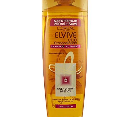 L'Oréal Paris Elvive Olio Straordinario Shampoo Nutriente per Capelli Secchi o Spenti, 300 ml