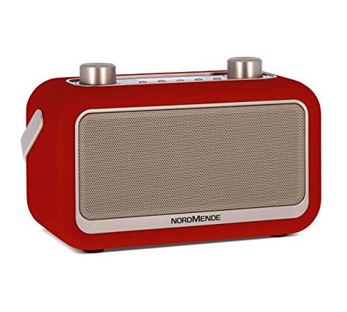 Nordmende Transita 30 - Radio digitale portatile (DAB+, FM, streaming audio Bluetooth, sveglia, ora, memoria preferita, display LCD, jack per cuffie, 2 altoparlanti stereo da 3 Watt) rosso
