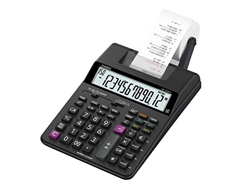 Casio Hr-150Rce Calcolatrice Scrivente Portatile, A 12 Cifre, Stampa 2 Righe A Secondo, Check&Correct, Alimentatore Incluso, Nero