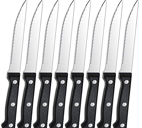 Pleafind coltelli da bistecca, coltelli 8 pezzi, coltelli da bistecca in acciaio inox, set di coltelli da bistecca, coltello da tavola, posate da bistecca da cucina, lavabili in lavastoviglie