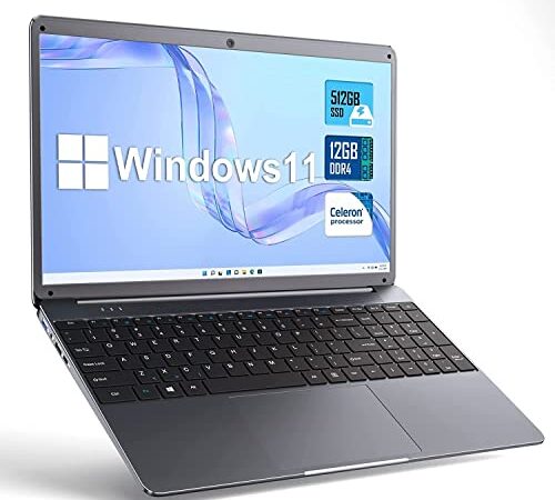 SGIN PC Portatile 15,6 pollici, 12 GB RAM 512 GB SSD Computer portatile Windows 11 Notebook, Celeron N5095, Up to 2.8Ghz, FHD 1920x1080, Bluetooth 4.2, 2.4/5.0G WiFi